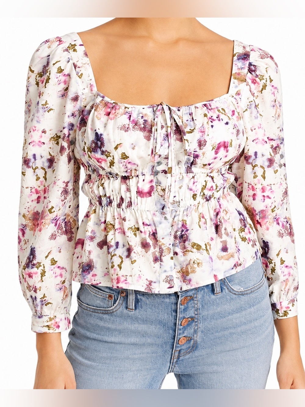 J Crew x Flora Obscura cinched waist top, size 12